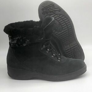Tecnica Boots Women's 9.5 Winter Suede Shearling Lined Black Lace Up Ankle